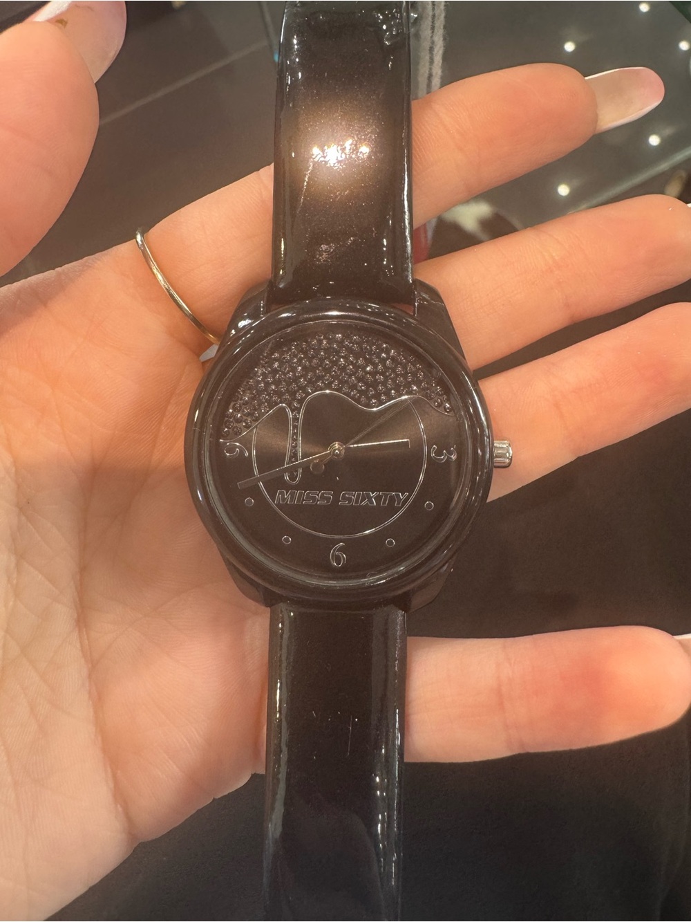 NWT Miss Sixty "Earth" Black Dial Crystal-Studded Women's Analog Watch